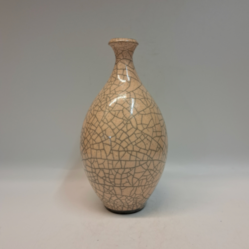 Click to view detail for BS-032 Raku Small Bottle-Shape White Crackle 7.5x4x4 $140